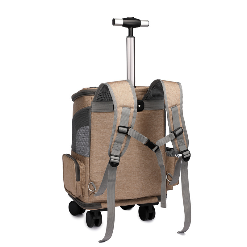 Portable Folding Trolley Pet Backpack Traveling Cat Backpack With Universal Wheel Trolley Pet Bag - Image 7