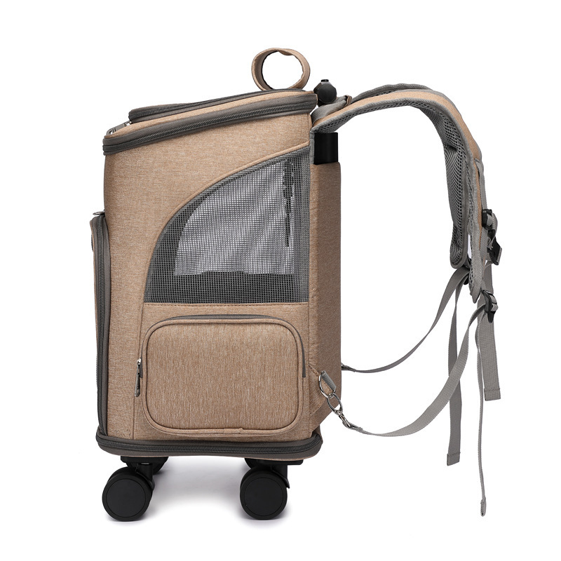 Portable Folding Trolley Pet Backpack Traveling Cat Backpack With Universal Wheel Trolley Pet Bag - Image 6